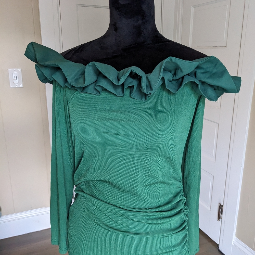 Green ruffled dress
